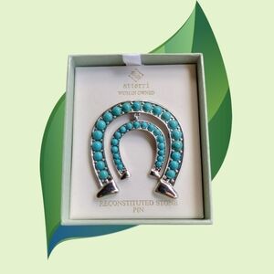 Nwt Atterri Turquoise Stone Horseshoe Pin Brooches